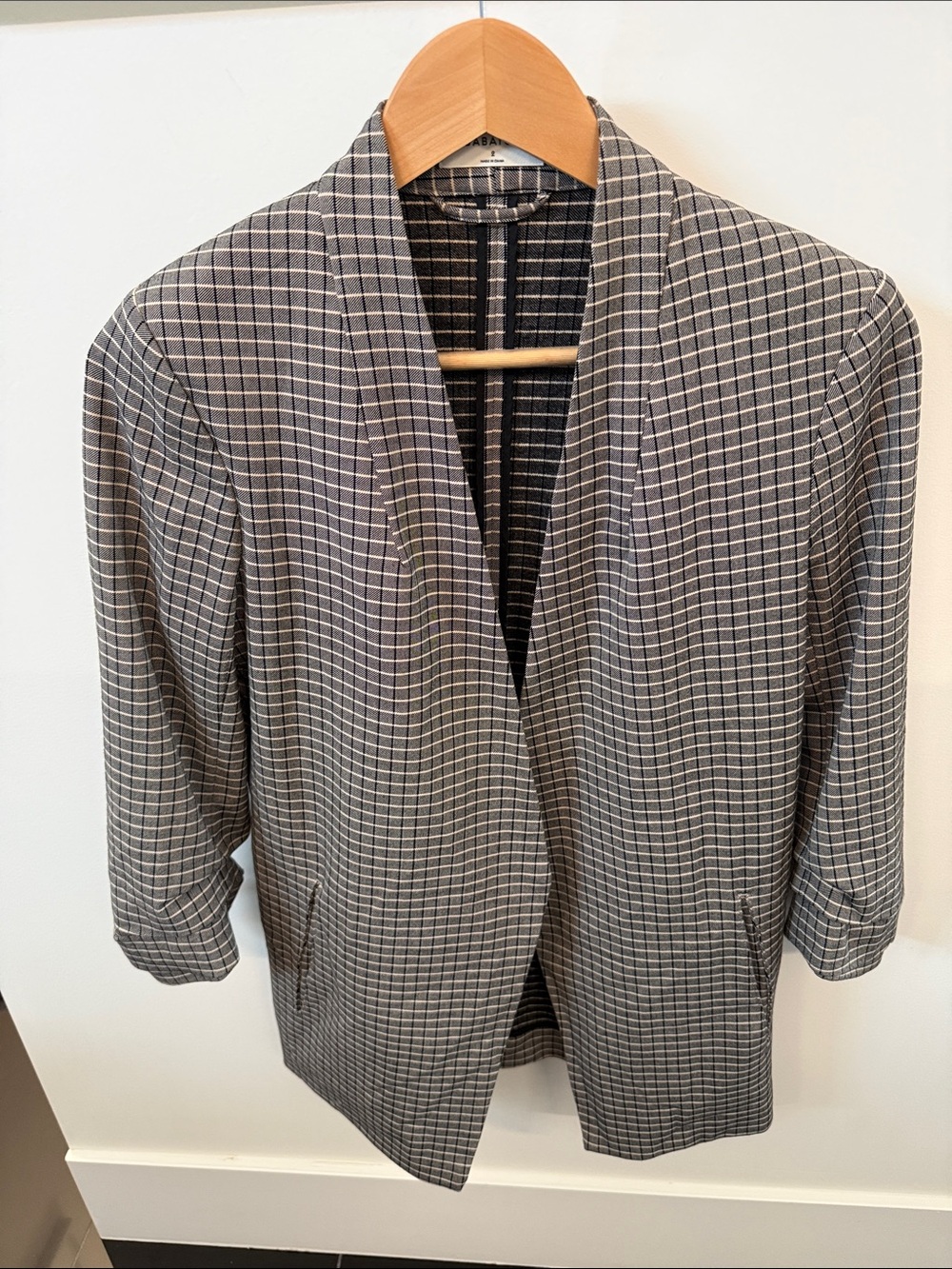 Babaton Aritzia Grey/cream checked blazer size 2